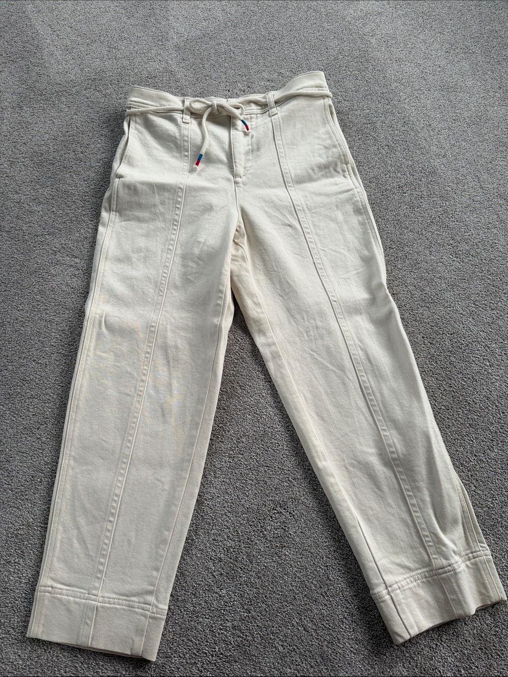 J. Crew Cream Casual High-Rise Stitch-Seam Cropped Jeans